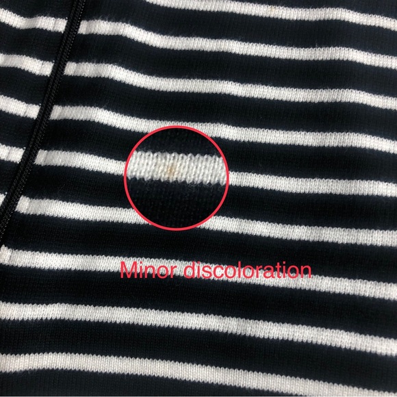 Chaps black & white striped sweater front w/zipper XL Cardigan Blazer Jacket - Picture 6 of 8